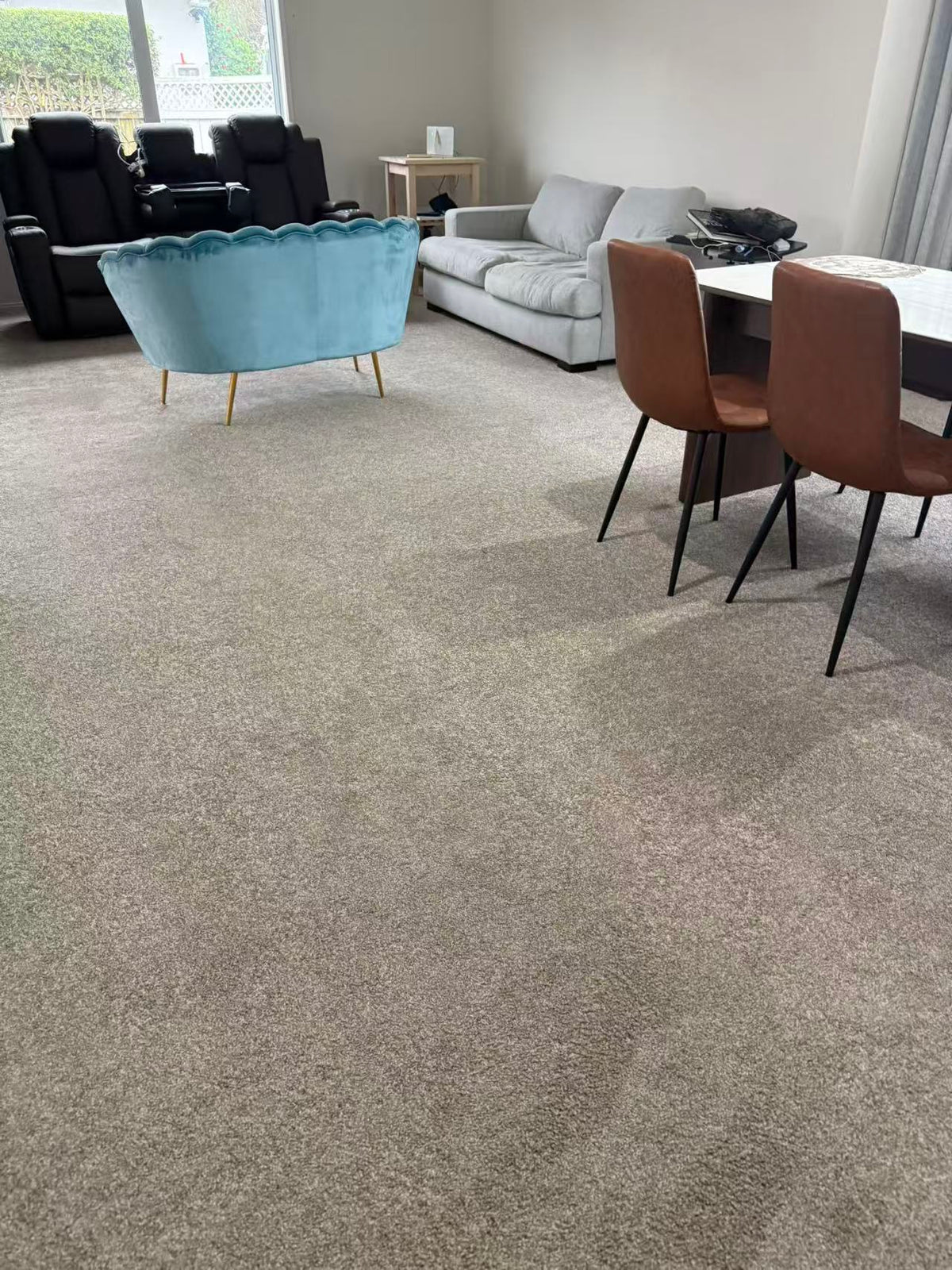 Living room restored after whole-house carpet replacement in Hobsonville Auckland