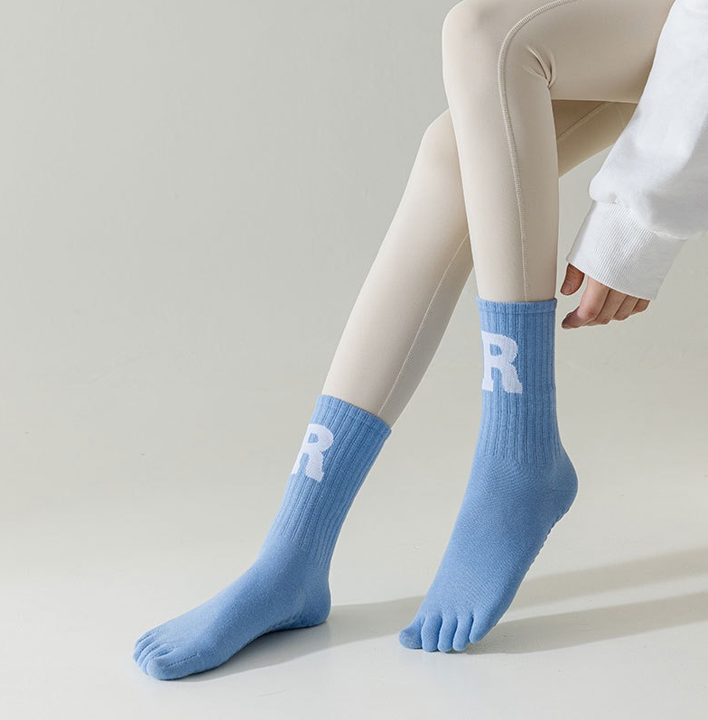 Women’s Yoga Toe Socks – Anti-Slip, Mid-Calf Socks for Pilates