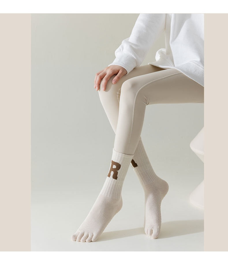 Women’s Yoga Toe Socks – Anti-Slip, Mid-Calf Socks for Pilates