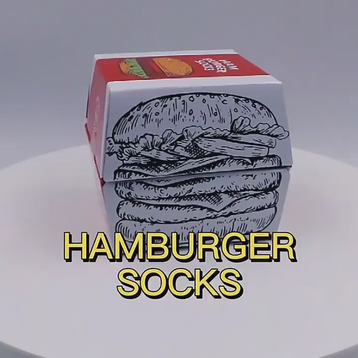 Load video: Burger Socks Box - Perfect for Gifts